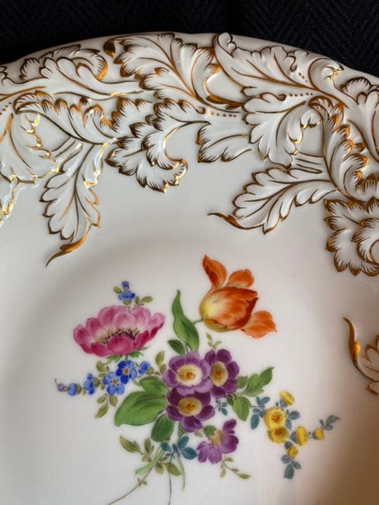 MEISSENマイセン　アンティーク　5花絵付け皿　最高級　レア