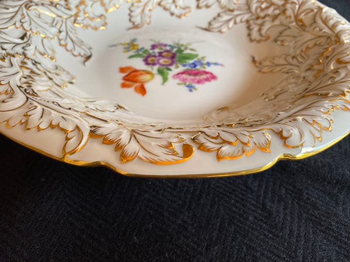 MEISSENマイセン　アンティーク　5花絵付け皿　最高級　レア