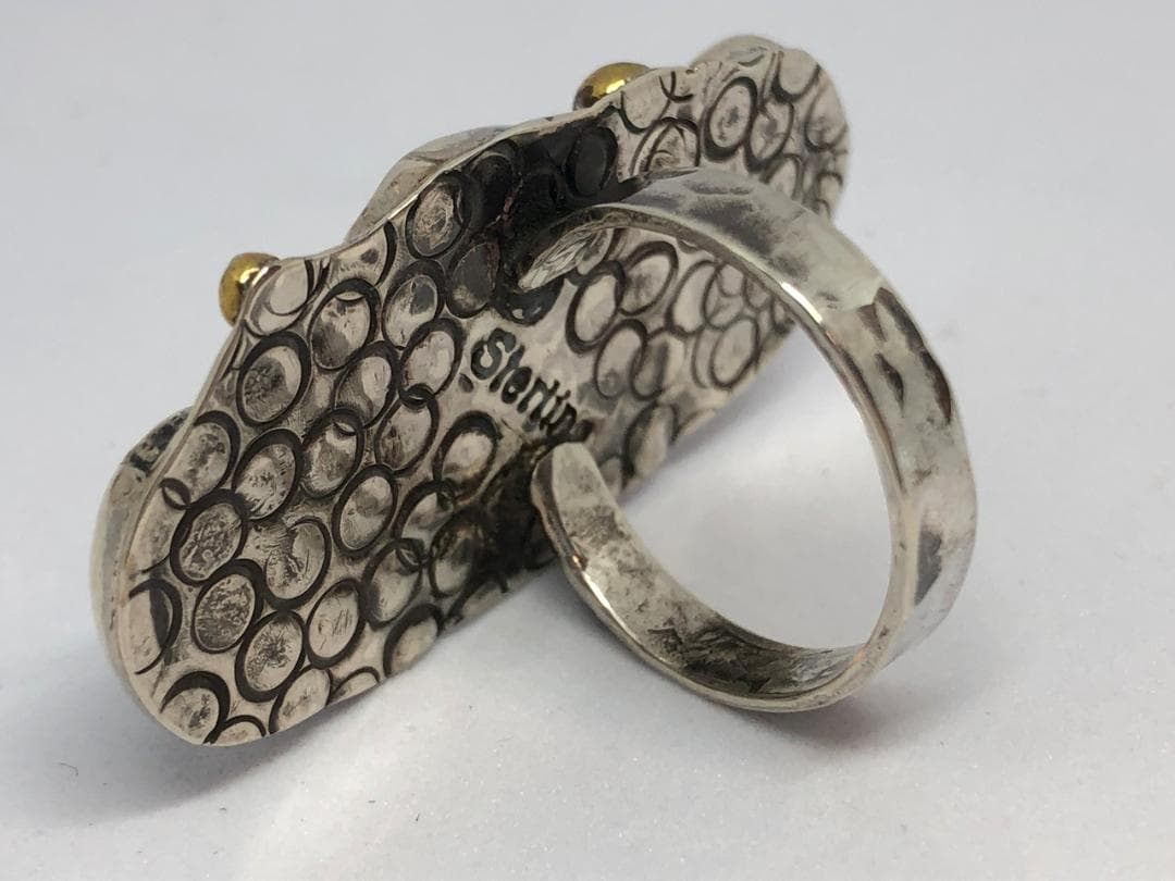 J-1.天然石リング｜ヘマタイト×ブルーカルセドニー×茶めのう｜#15