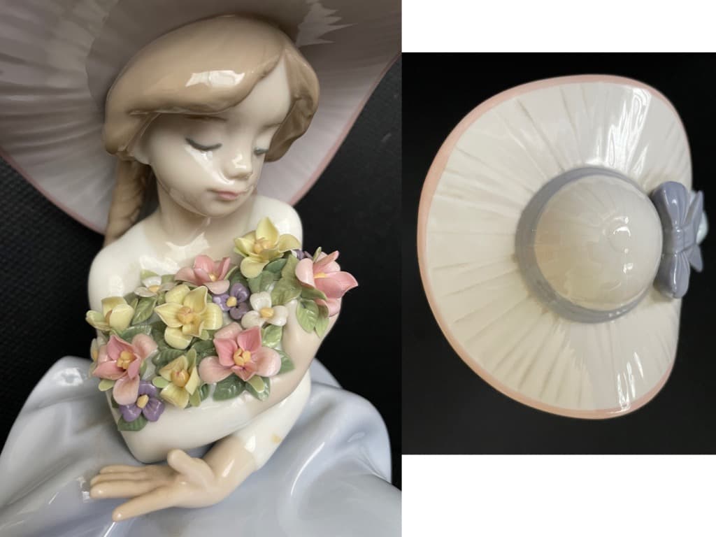 Lladro 花籠を持つ少女/花の香りにつつまれて