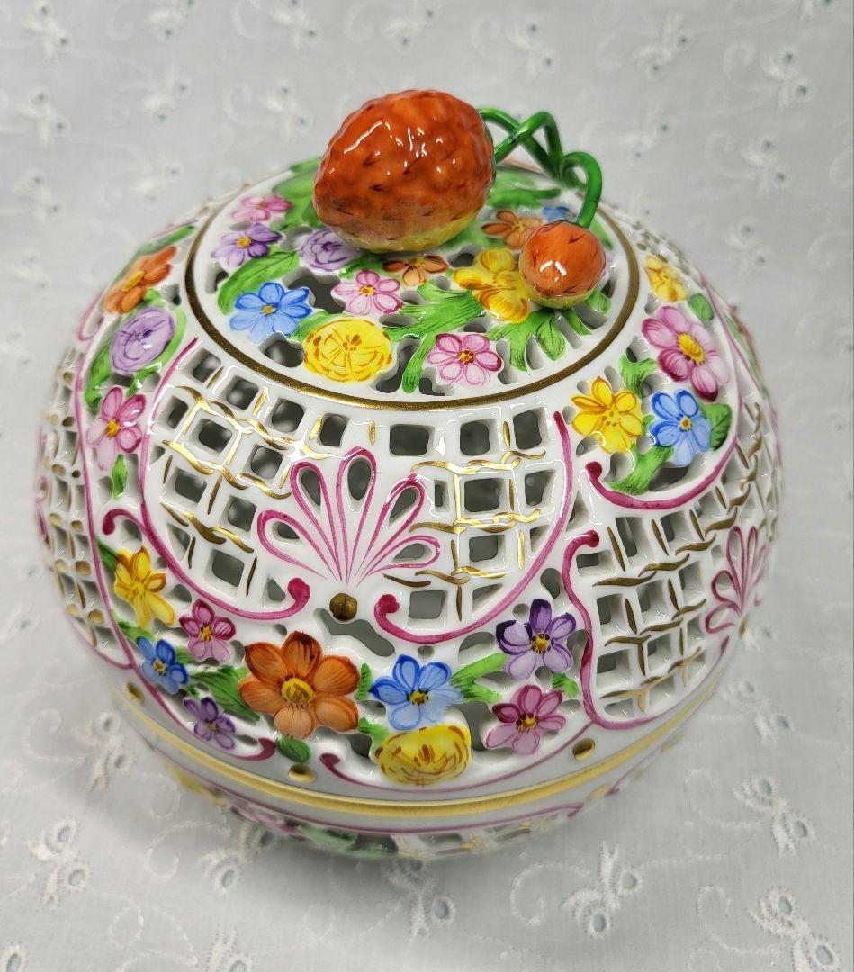 未使用近✨ヘレンド ファンタジー ボンボニエール 特大✨透かしボンボン入れ 小物