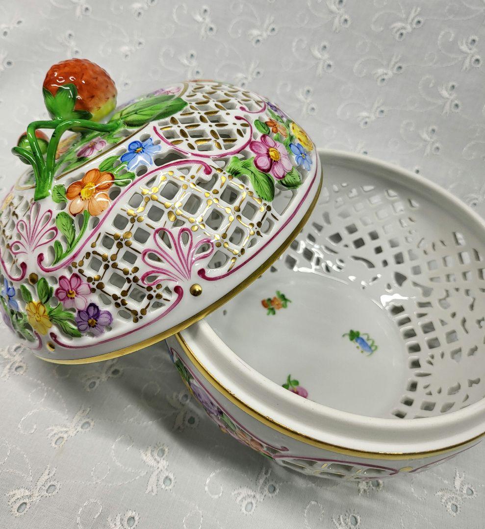 未使用近✨ヘレンド ファンタジー ボンボニエール 特大✨透かしボンボン入れ 小物