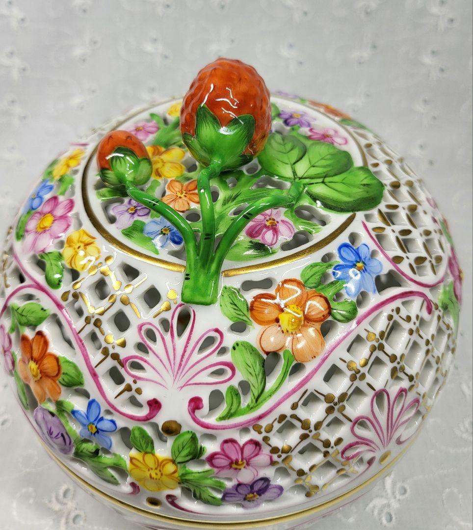 未使用近✨ヘレンド ファンタジー ボンボニエール 特大✨透かしボンボン入れ 小物