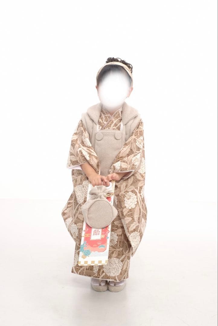 七五三 被布　セット　女の子　花柄　ブラウン　ベージュ
