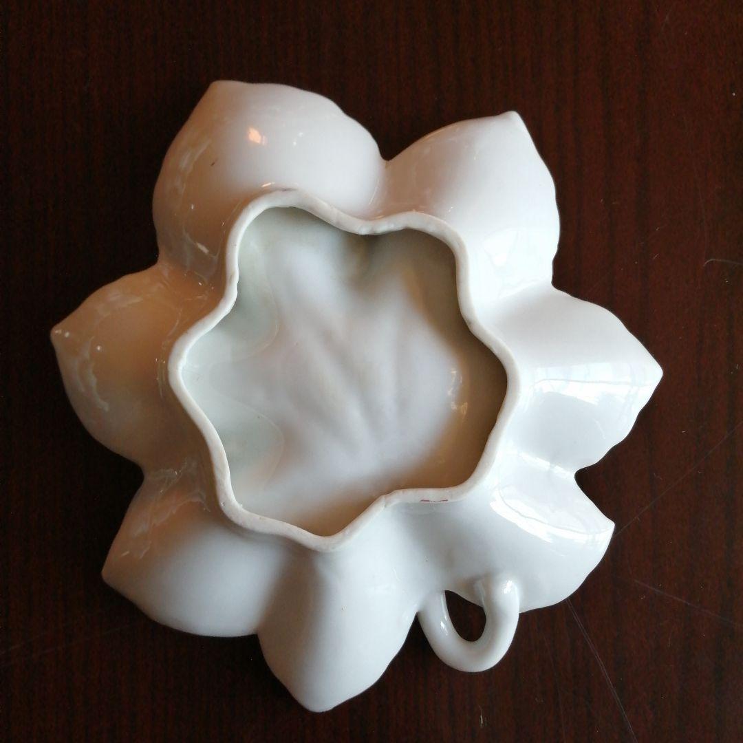 京焼　白磁紅葉形皿　5枚　18.6cm　大正～昭和初期