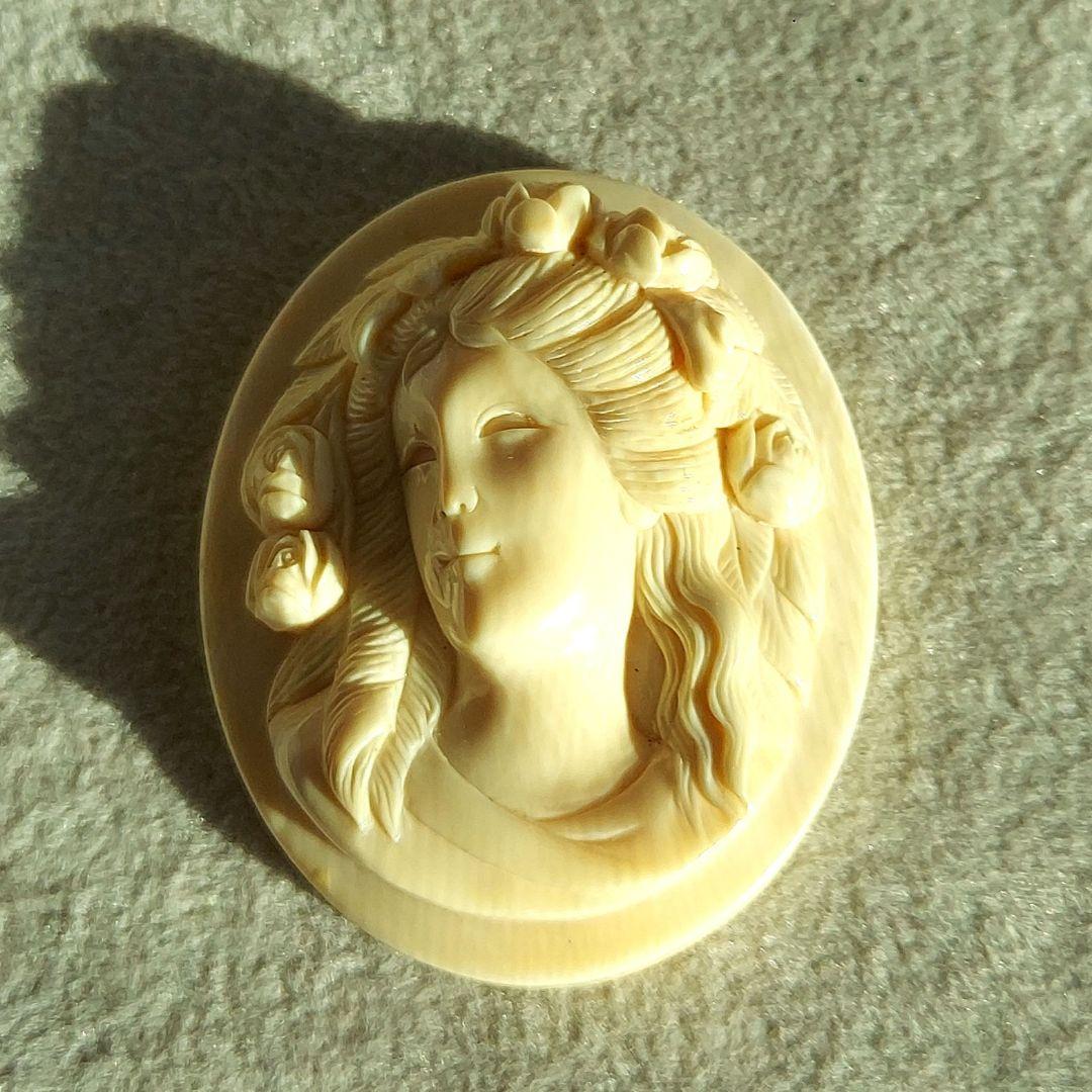 薔薇と女性　シェル　カメオ　ルース