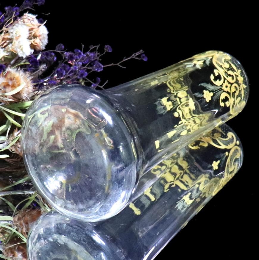 オールド・バカラ 1900年頃 草花文 金彩盛り上げ 大型 27.8cm 花瓶