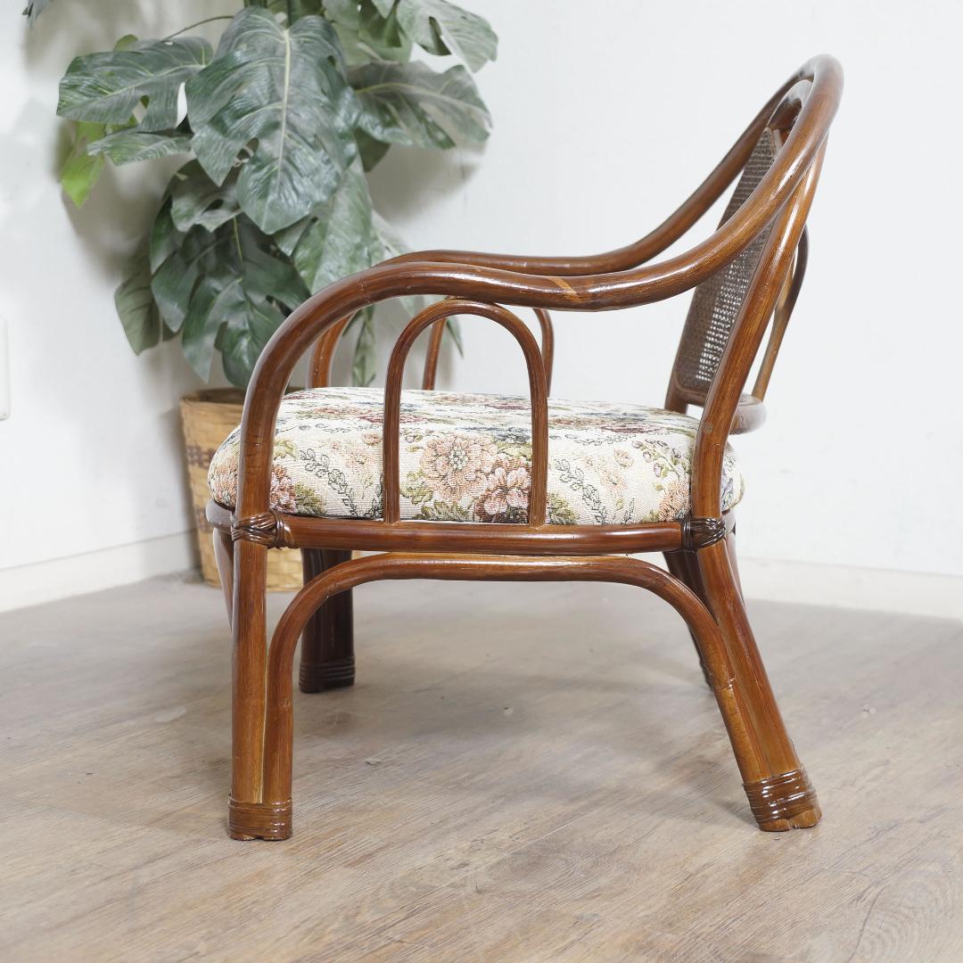 【新品】天然　籐　ラタン　座椅子　ジャガード生地　和モダン　アウトレット