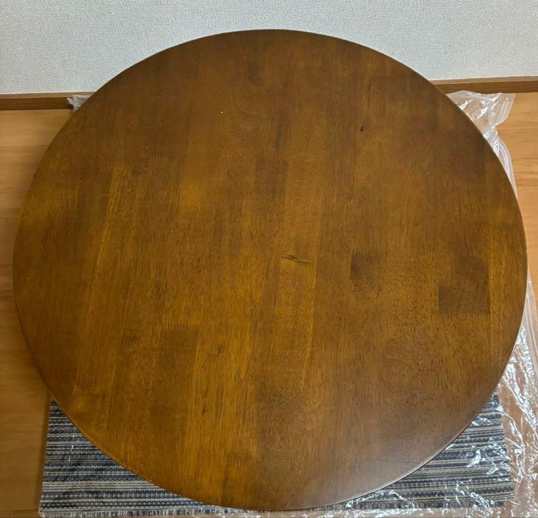 丸いちゃぶ台　折りたたみ式円形テーブル 直径70cm ダークブラウン　昭和レトロ