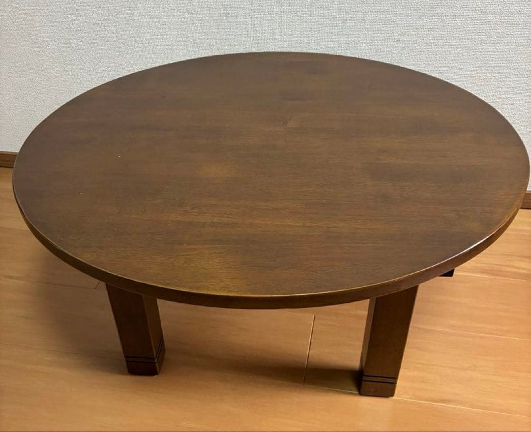 丸いちゃぶ台　折りたたみ式円形テーブル 直径70cm ダークブラウン　昭和レトロ