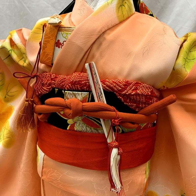 509ag1□七五三 七歳 女児 着物&袋帯 ぼかし花柄 地紋□美品