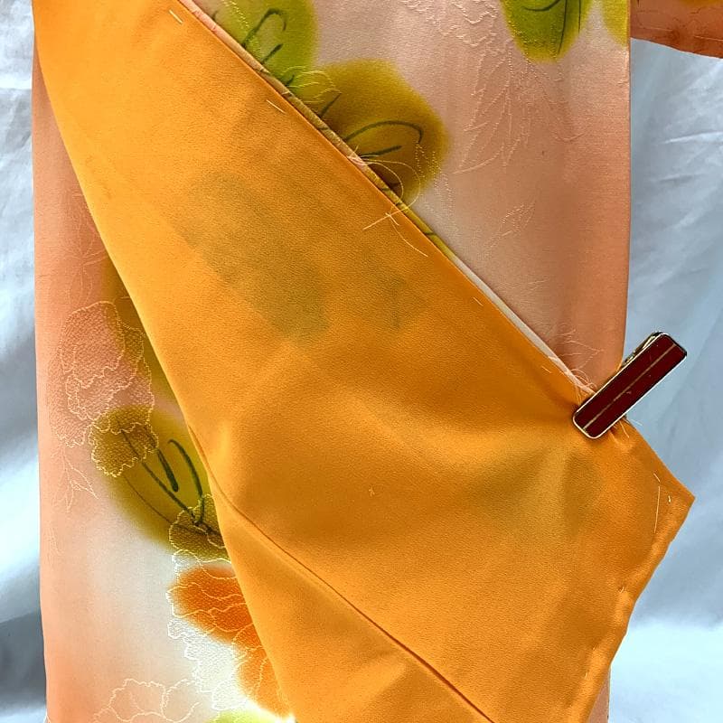 509ag1□七五三 七歳 女児 着物&袋帯 ぼかし花柄 地紋□美品