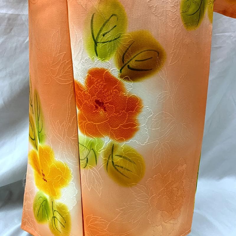 509ag1□七五三 七歳 女児 着物&袋帯 ぼかし花柄 地紋□美品