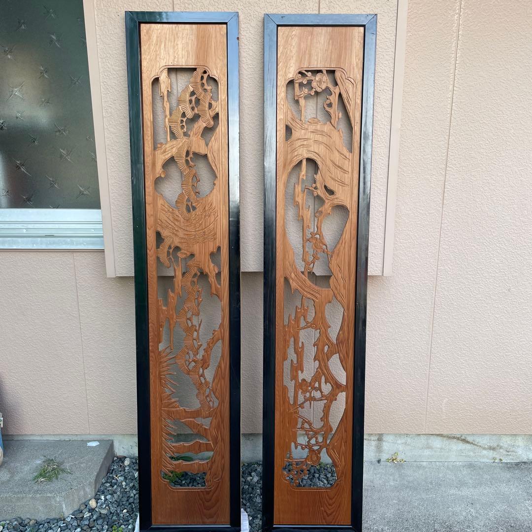 【希少】欄間　松竹梅　アンティーク　彫刻　オブジェ