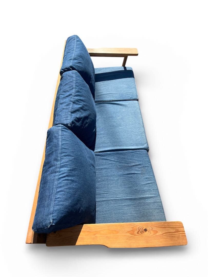 サダモクデザイン 児島デニム 3人掛けソファ 無垢材 岡山デニム