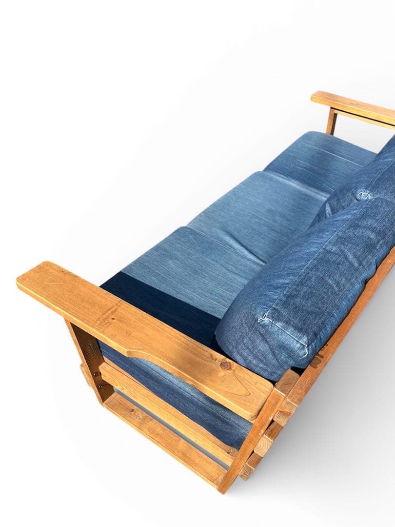 サダモクデザイン 児島デニム 3人掛けソファ 無垢材 岡山デニム