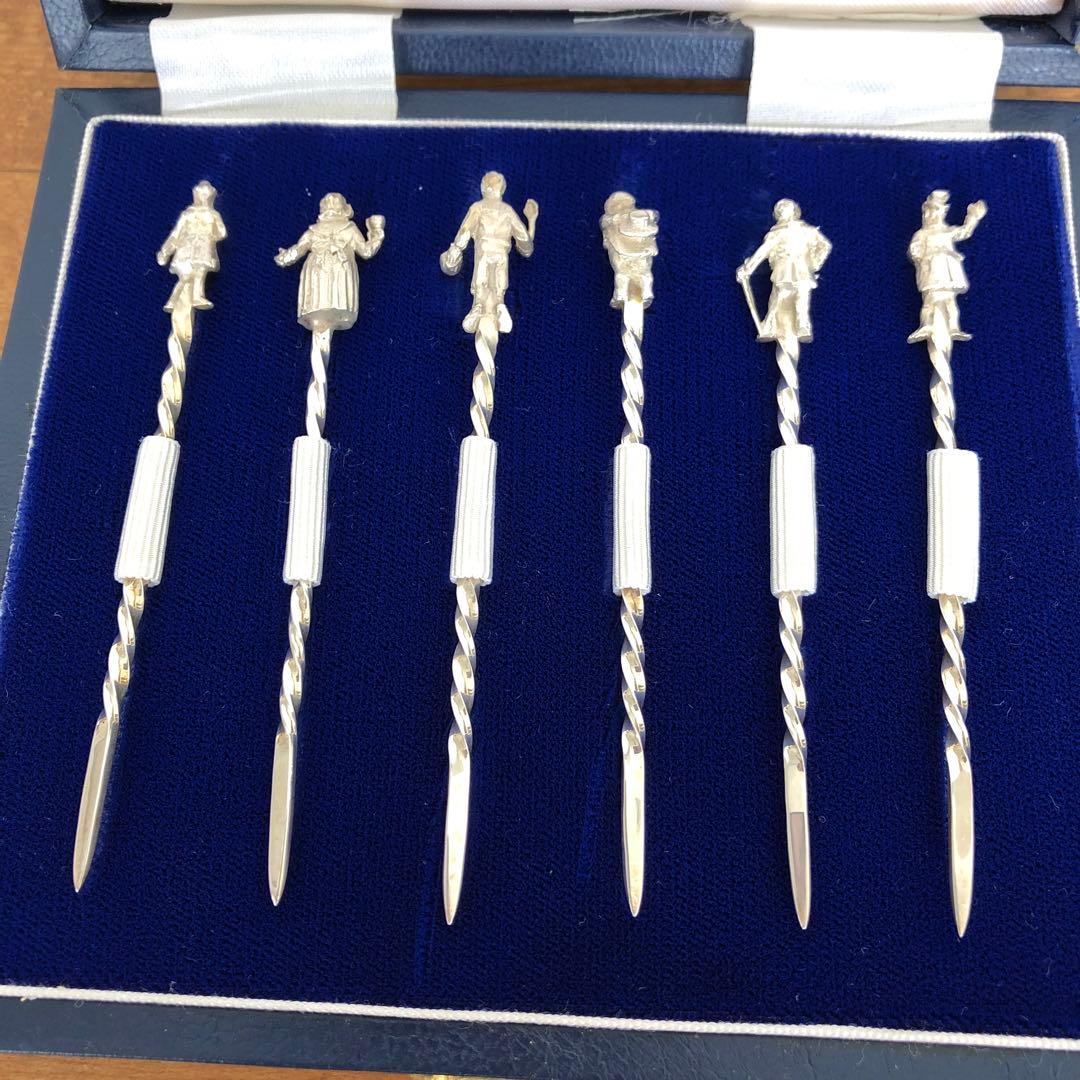 マッピン＆ウェッブ　純銀製　チェリースティック6本　フルーツピック 　シルバー