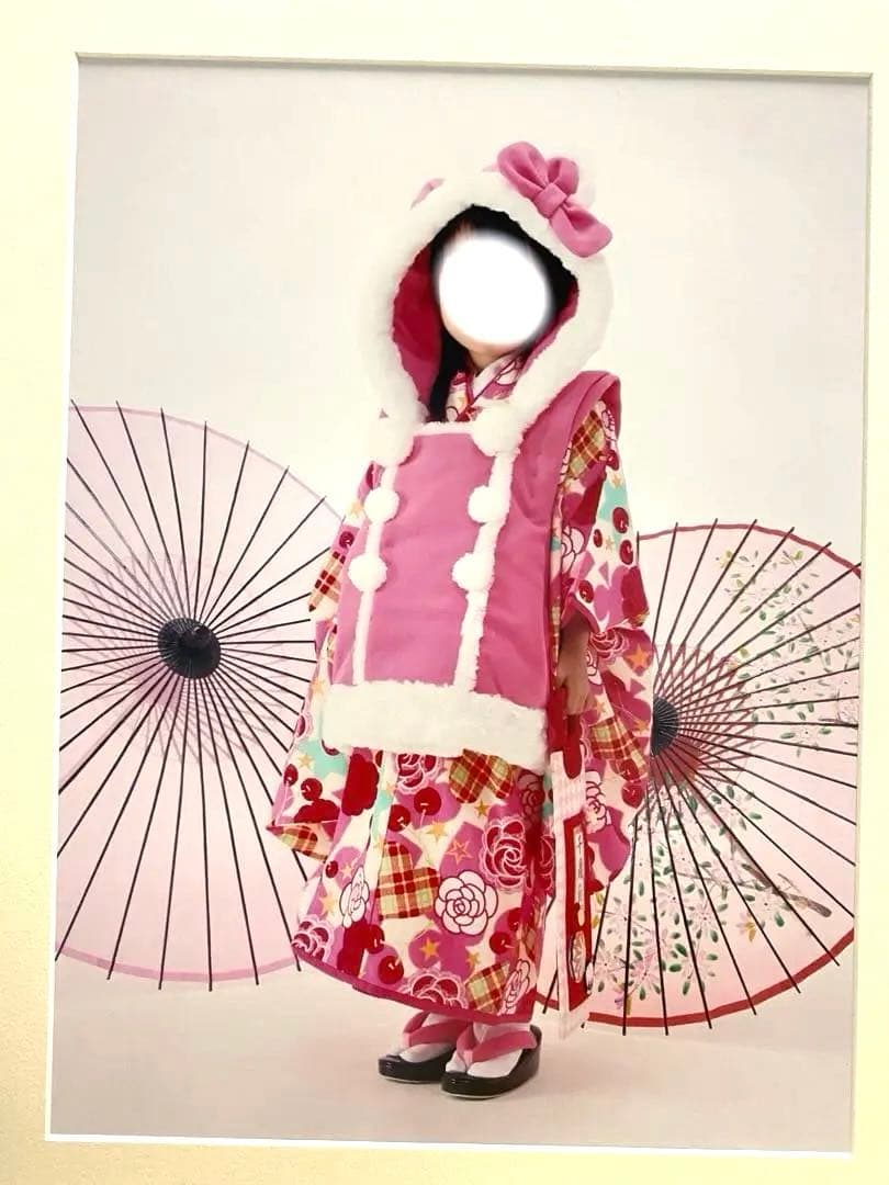 南明奈　七五三用 フード付きピンク着物