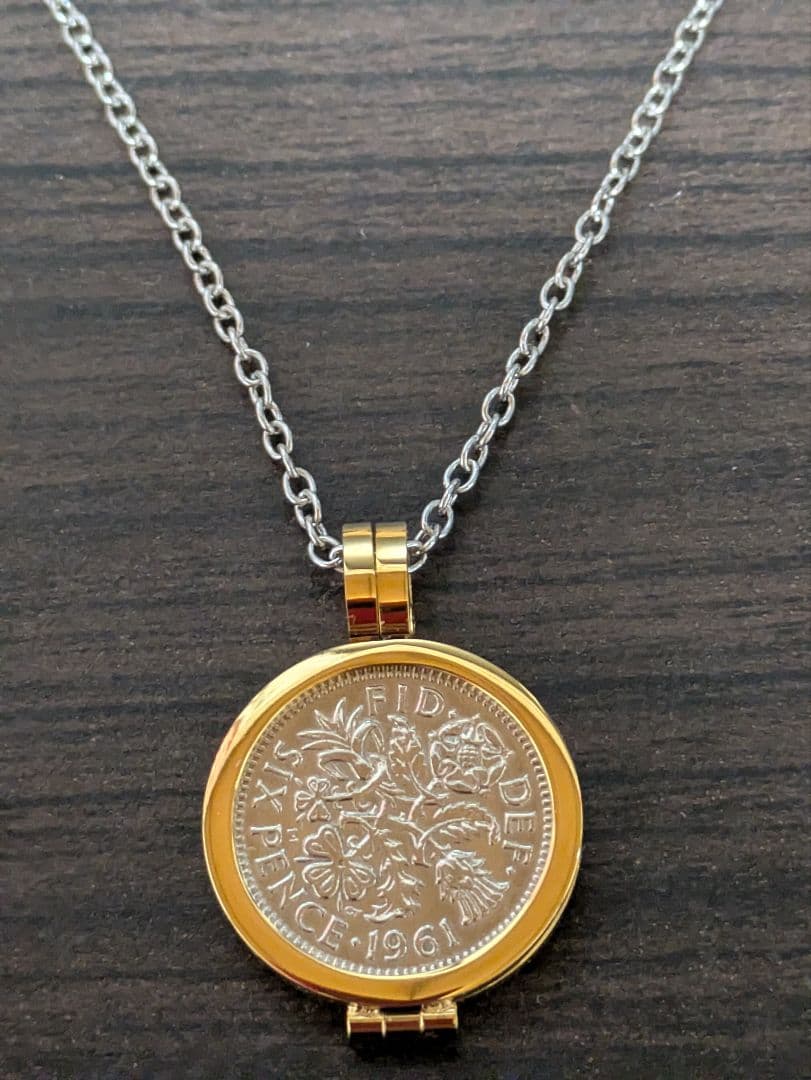 1961年シックスペンスペンダント　チェーン50cm　年代物