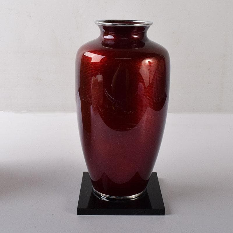 七宝焼 安藤七宝店造 赤透 薔薇文 花瓶 共箱 7891C - メルカリ