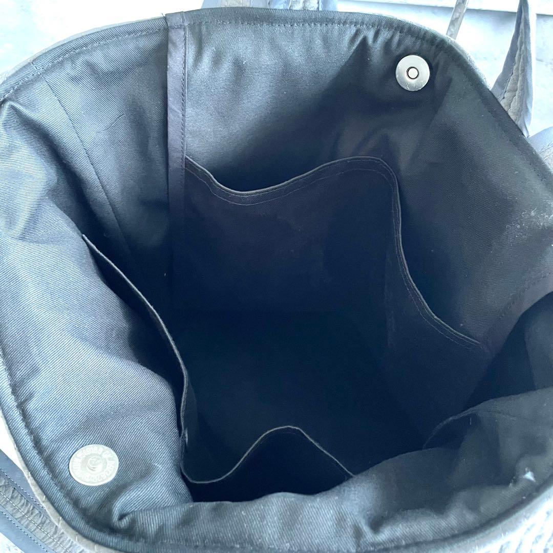 ヌビ　フリル縦型トートバッグ　肩掛け　大きめ　2way グレー　ハンドメイド