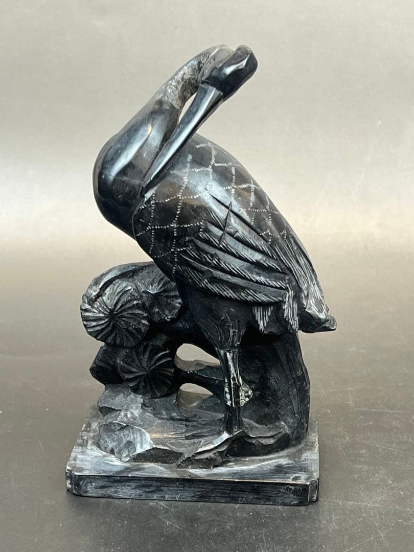 墨晶石亀、鶴一双 2セット　中国工艺品　送料込み