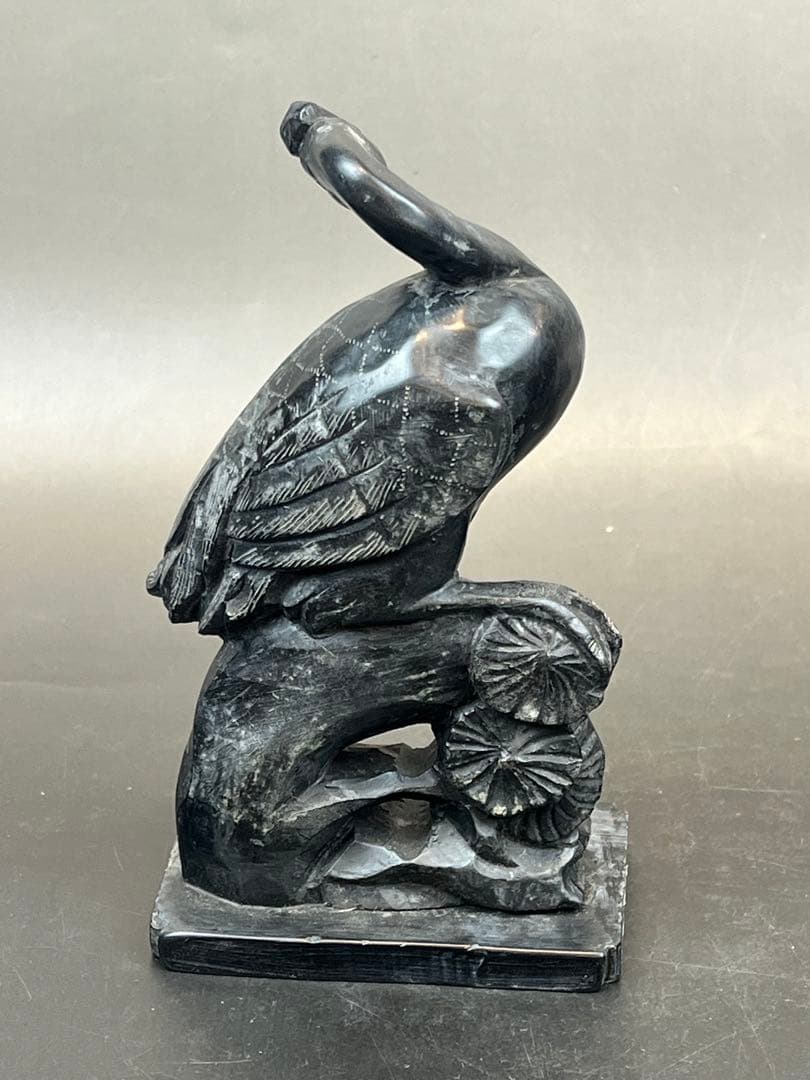 墨晶石亀、鶴一双 2セット　中国工艺品　送料込み