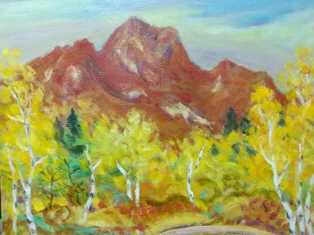 絵画 油絵 F8「妙高晩秋」油彩画 風景画 アート 妙高山