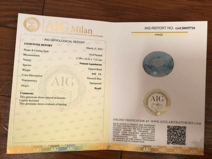 天然石 アクアマリン ルース 4.62ct