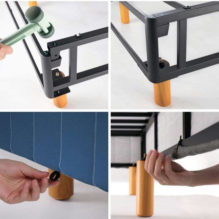 KS3　ZINUS　布張り　ベッドフレーム　シングル　ネイビー　Y