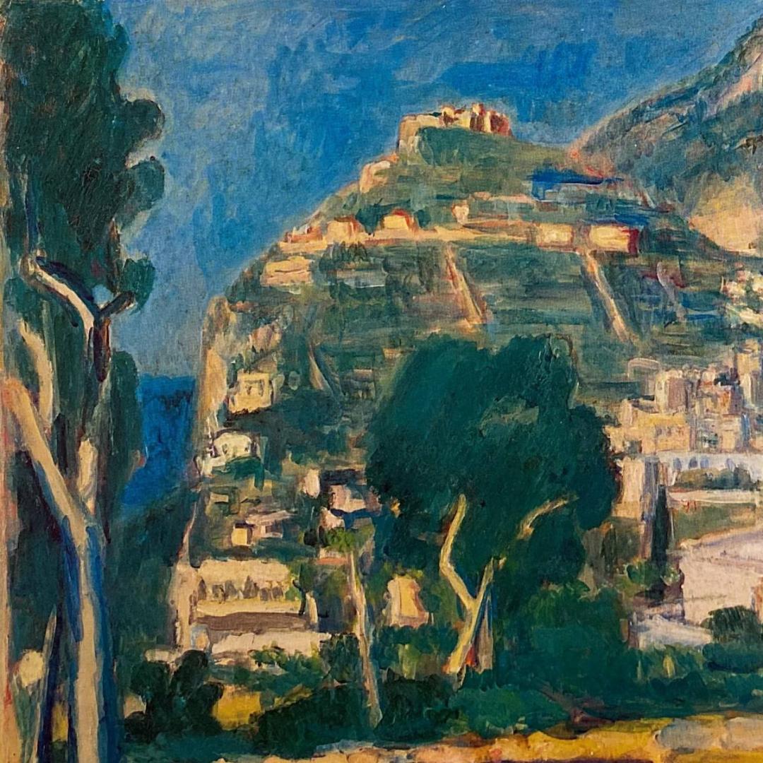 小林和作、『カプリ島風景』、希少な画集より、新品額装付