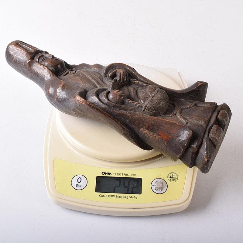 仏教美術　木彫　観音菩薩立像　仏像　在銘　正元作　置物　C　8261