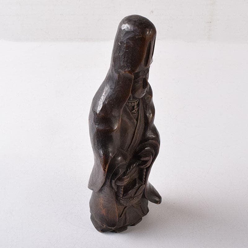 仏教美術　木彫　観音菩薩立像　仏像　在銘　正元作　置物　C　8261