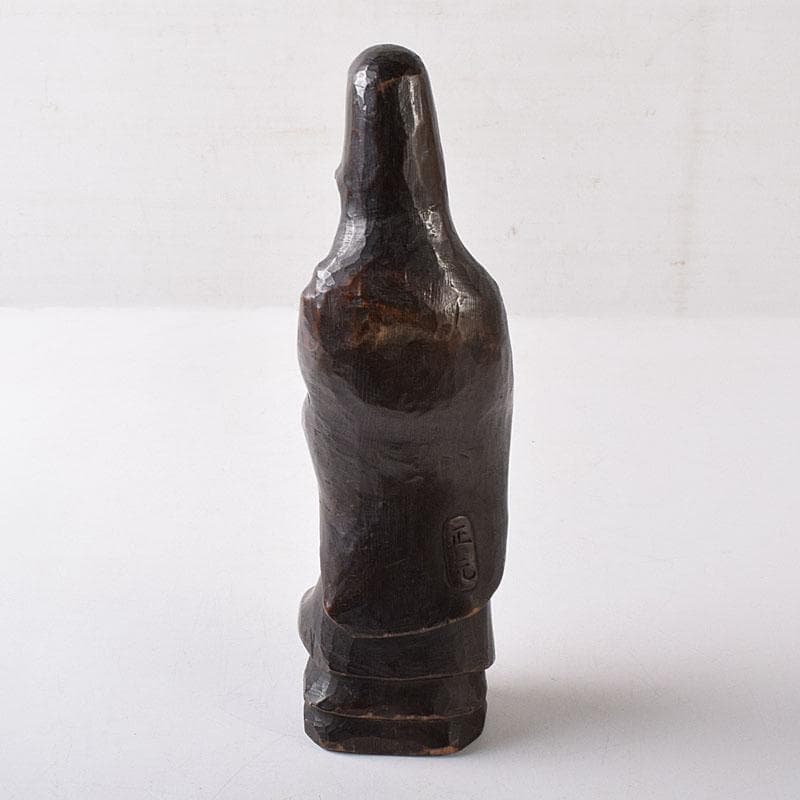 仏教美術　木彫　観音菩薩立像　仏像　在銘　正元作　置物　C　8261