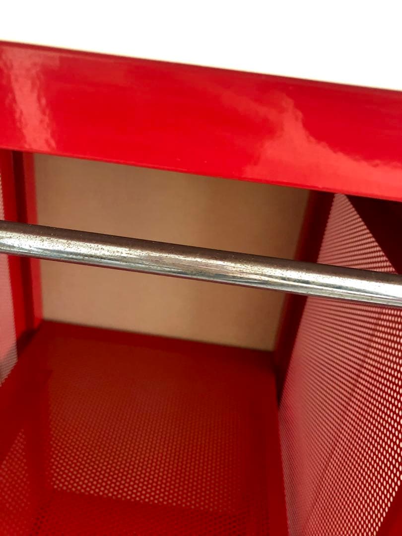 赤 スチールラック キャビネット スライド扉付　コンパートメントラック 棚 収納