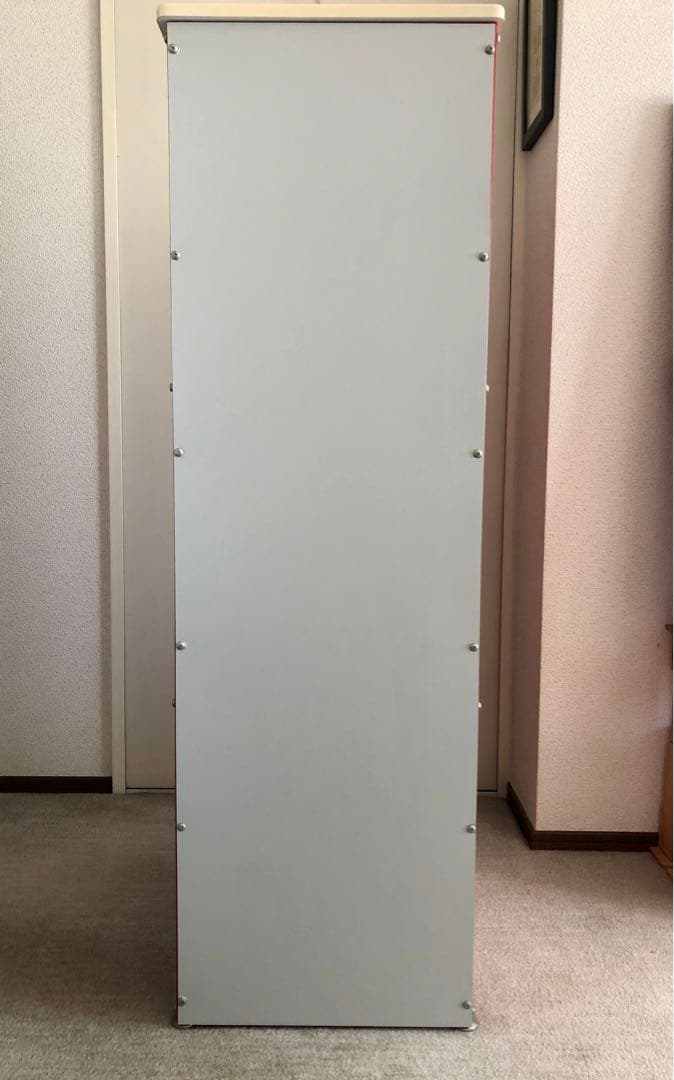 赤 スチールラック キャビネット スライド扉付　コンパートメントラック 棚 収納