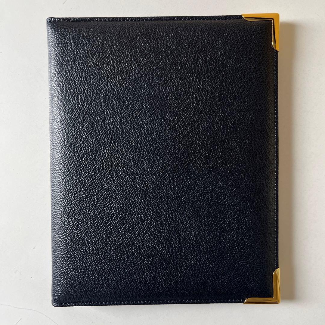 WAKO 本革 二つ折り写真立て ネイビーブラック <0811zフォトフレーム>