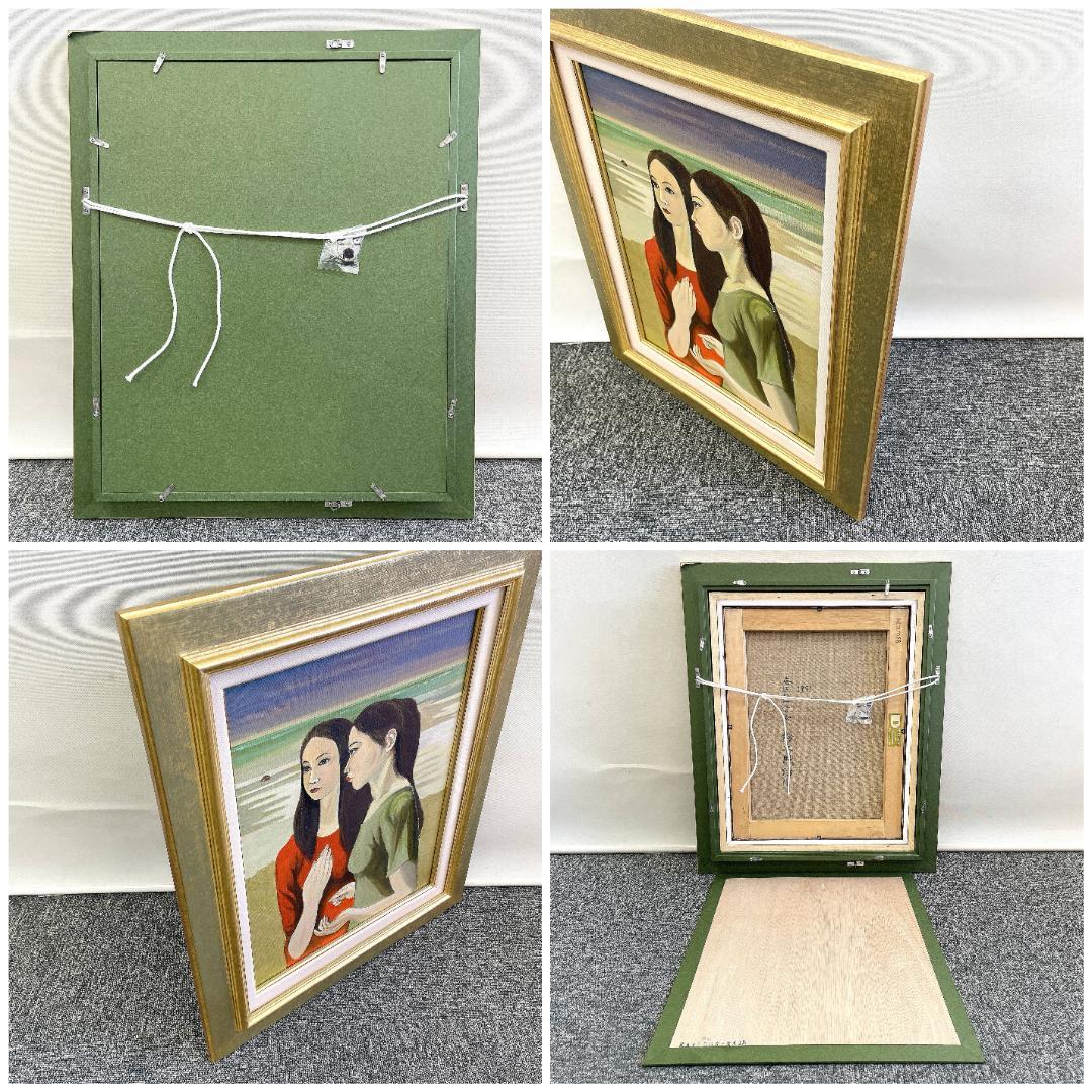 真作保証 鈴木照治『海辺のニ人の女』油彩画 6号 1991年 R8SD39 - メルカリ