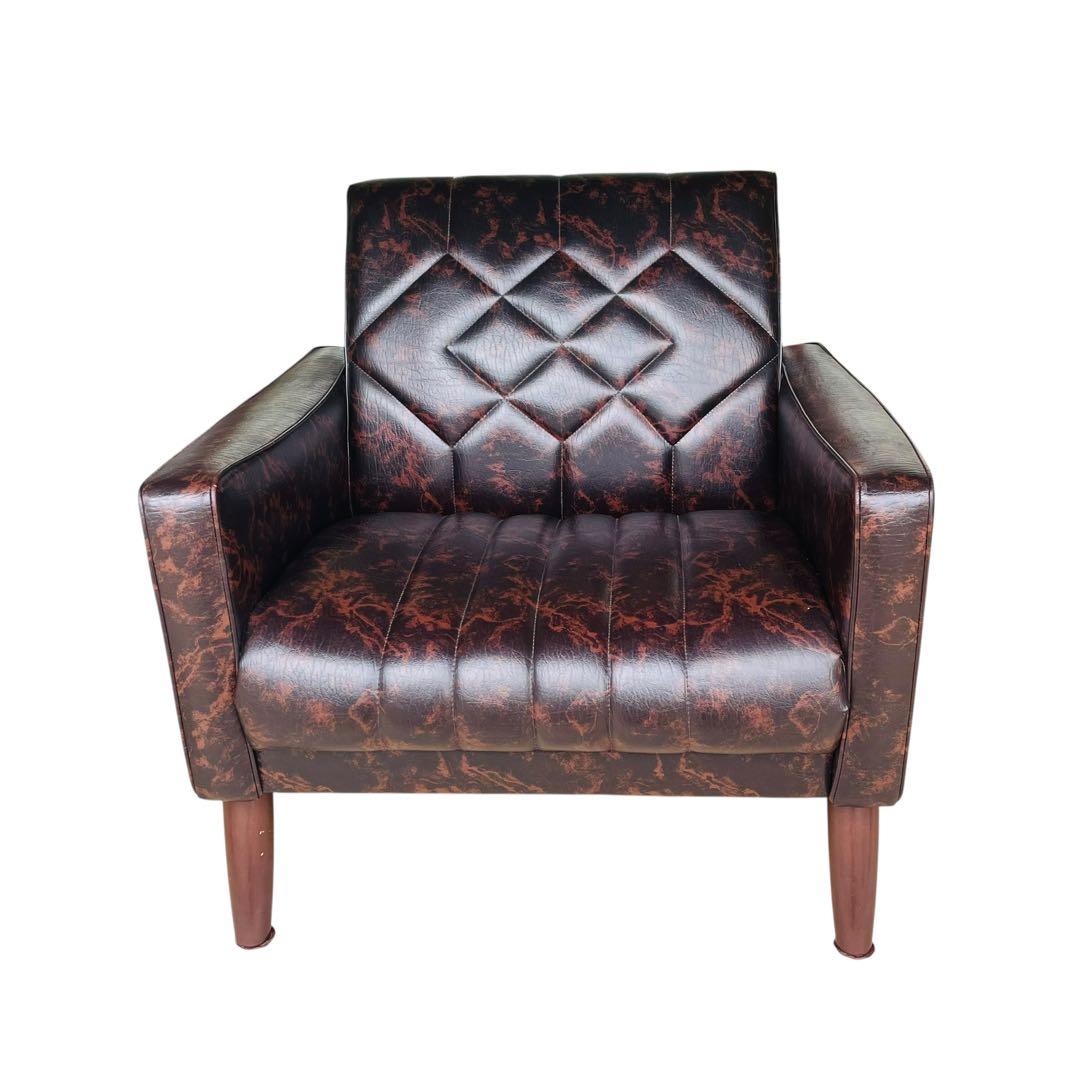 オールド カリモク 【超希少】ロビーチェア マーブル ブラウン ソファ シングル