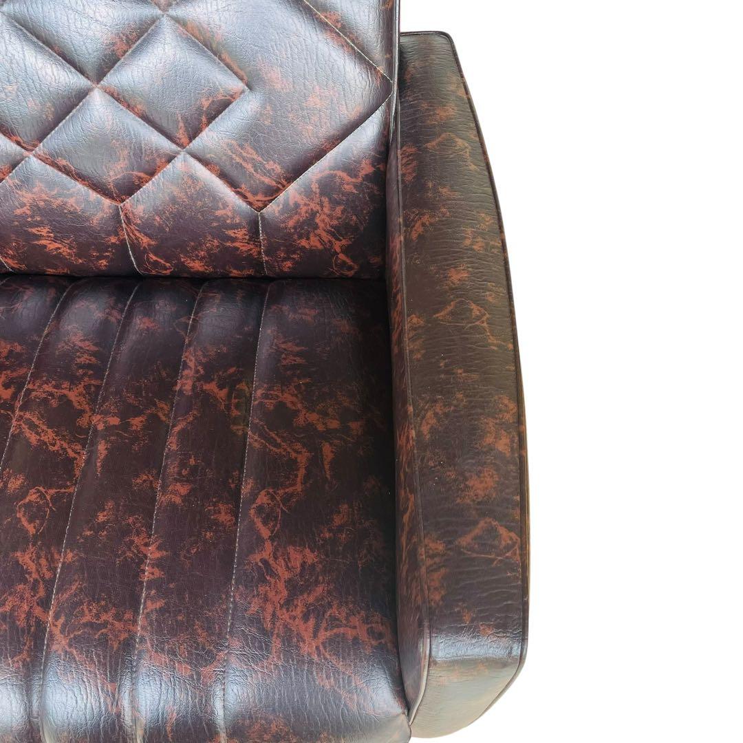 オールド カリモク 【超希少】ロビーチェア マーブル ブラウン ソファ シングル