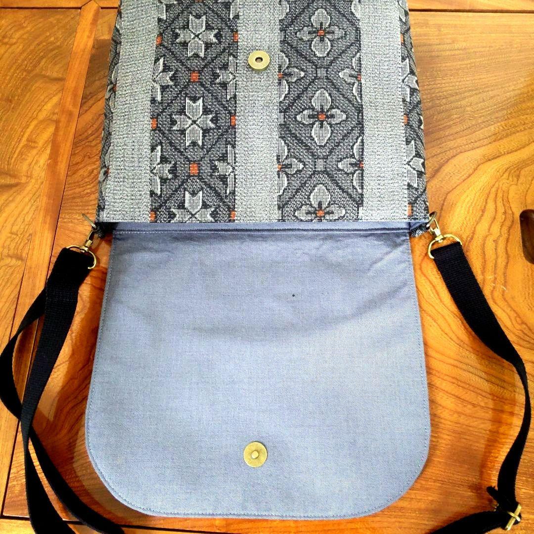 反物で作った、大島紬ショルダーバッグ