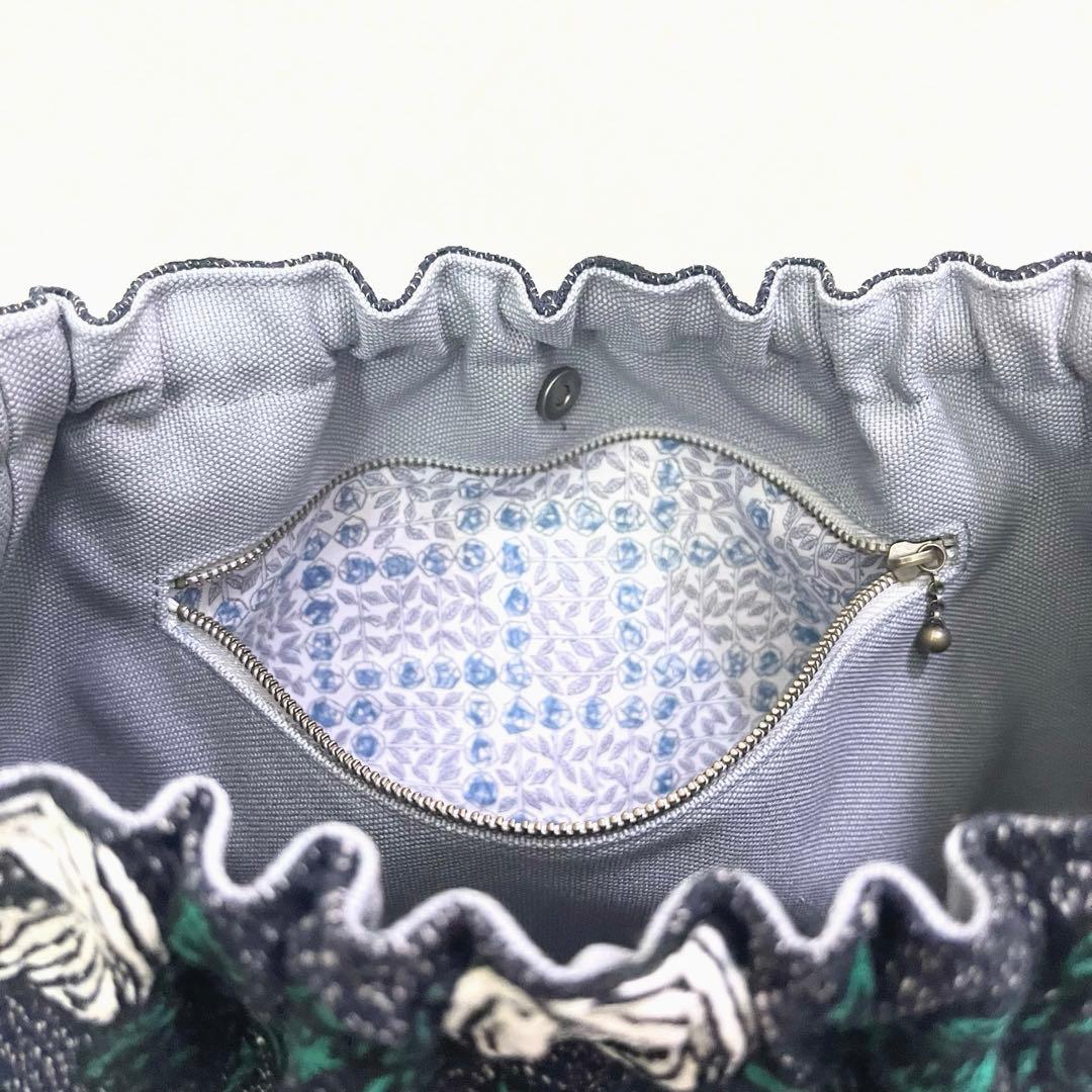 ミナペルホネン　ハンドメイド　ショルダーバッグ　rosyネイビー