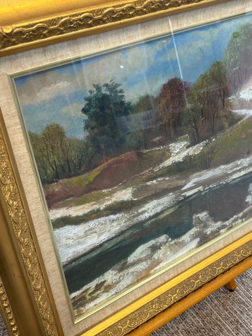 永井金四郎画伯 『春雪』功労物故作家 洋画 油彩画 群馬美術家連盟会員