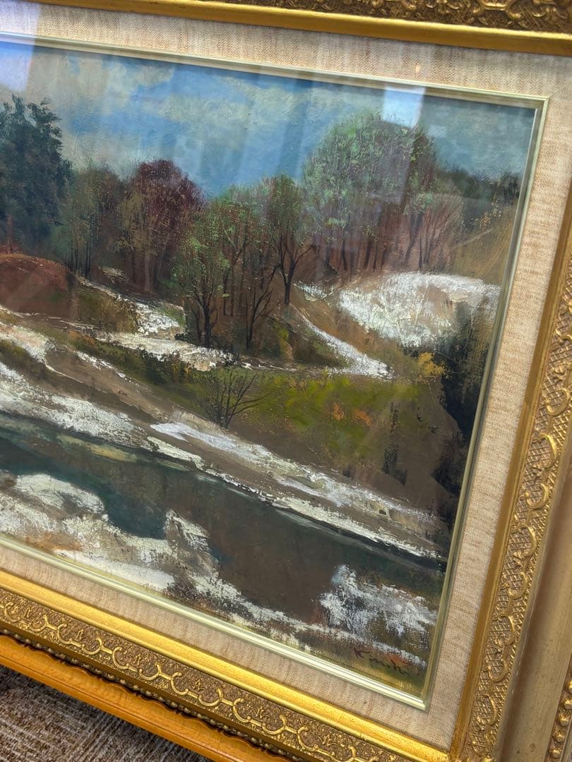 永井金四郎画伯 『春雪』功労物故作家 洋画 油彩画 群馬美術家連盟会員