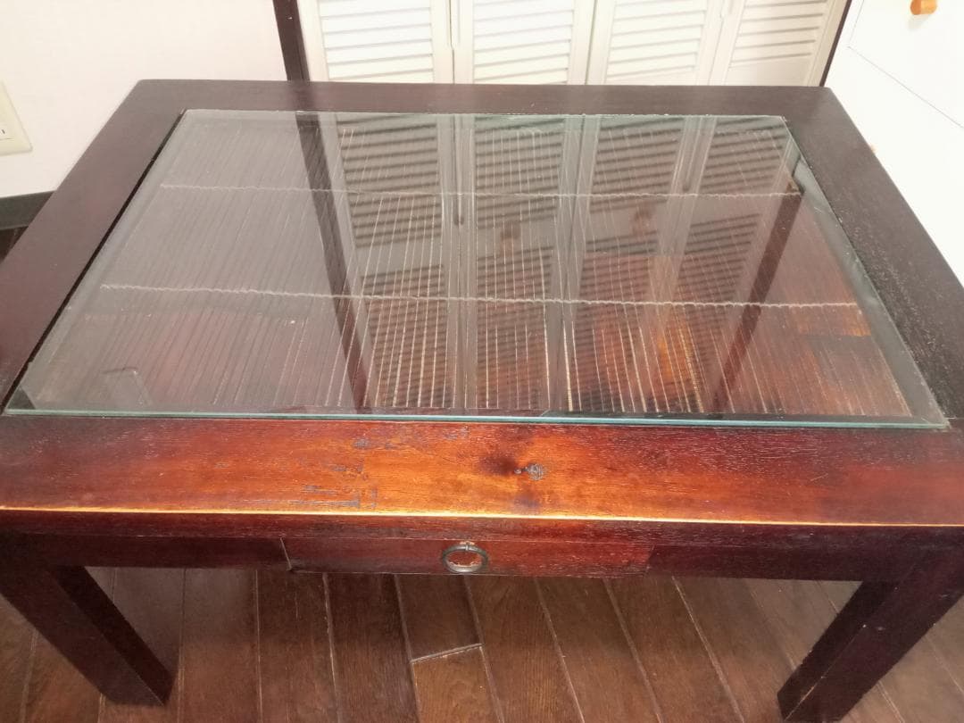 B-COMPANY ガラスローテーブル アジアン 座卓 ウッド 机 バンブー