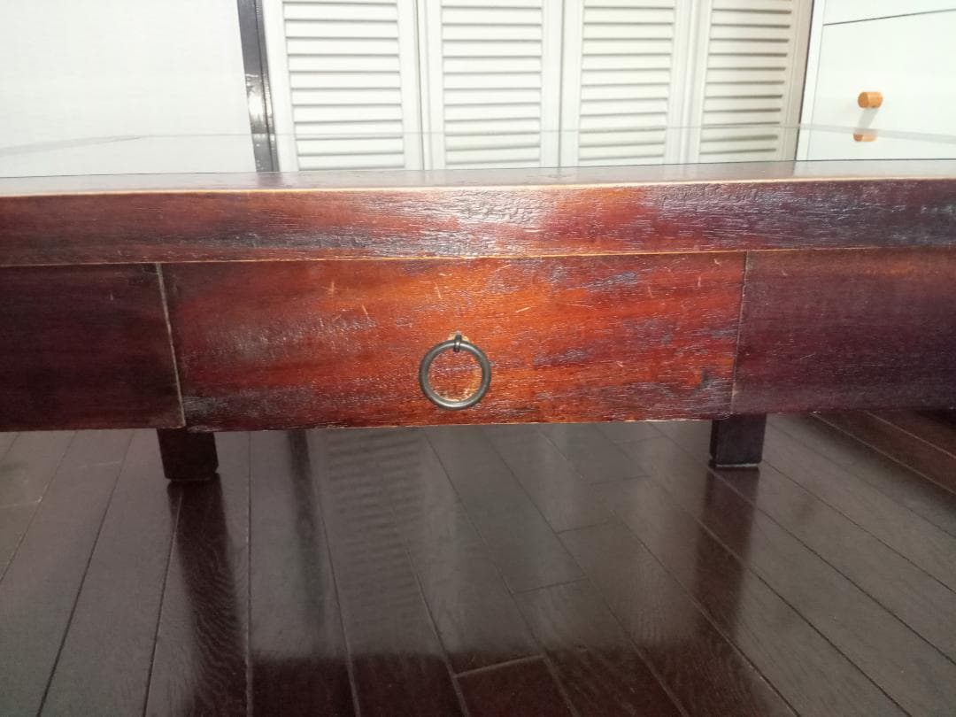 B-COMPANY ガラスローテーブル アジアン 座卓 ウッド 机 バンブー