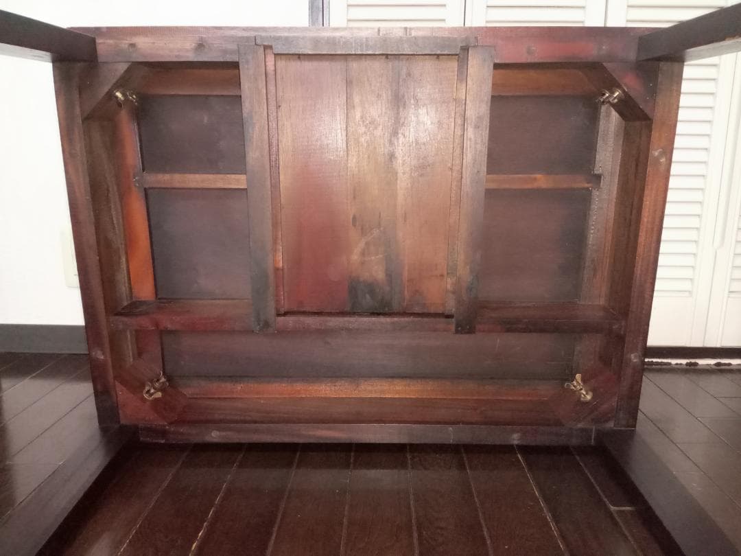 B-COMPANY ガラスローテーブル アジアン 座卓 ウッド 机 バンブー