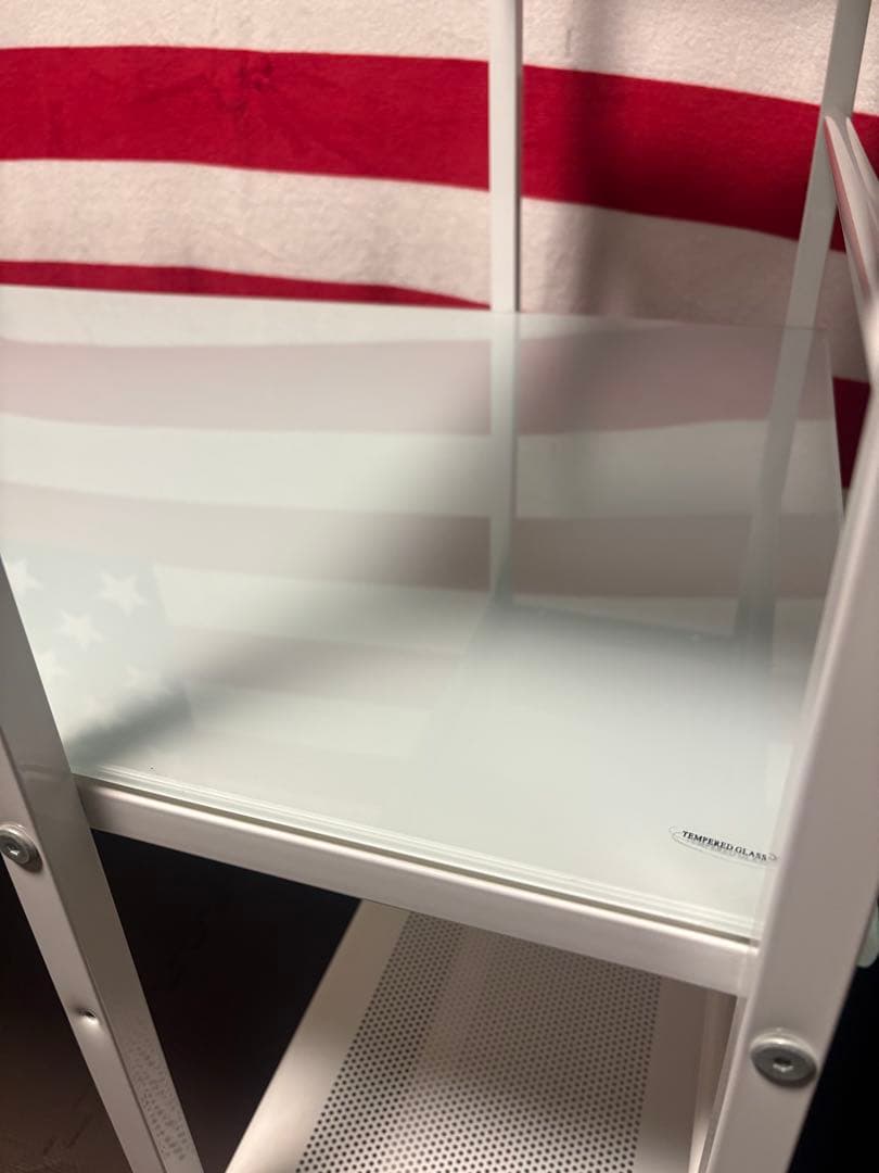 【Sierra 1200 GL】LOWYAガラス天板ラック付きデスク ホワイト