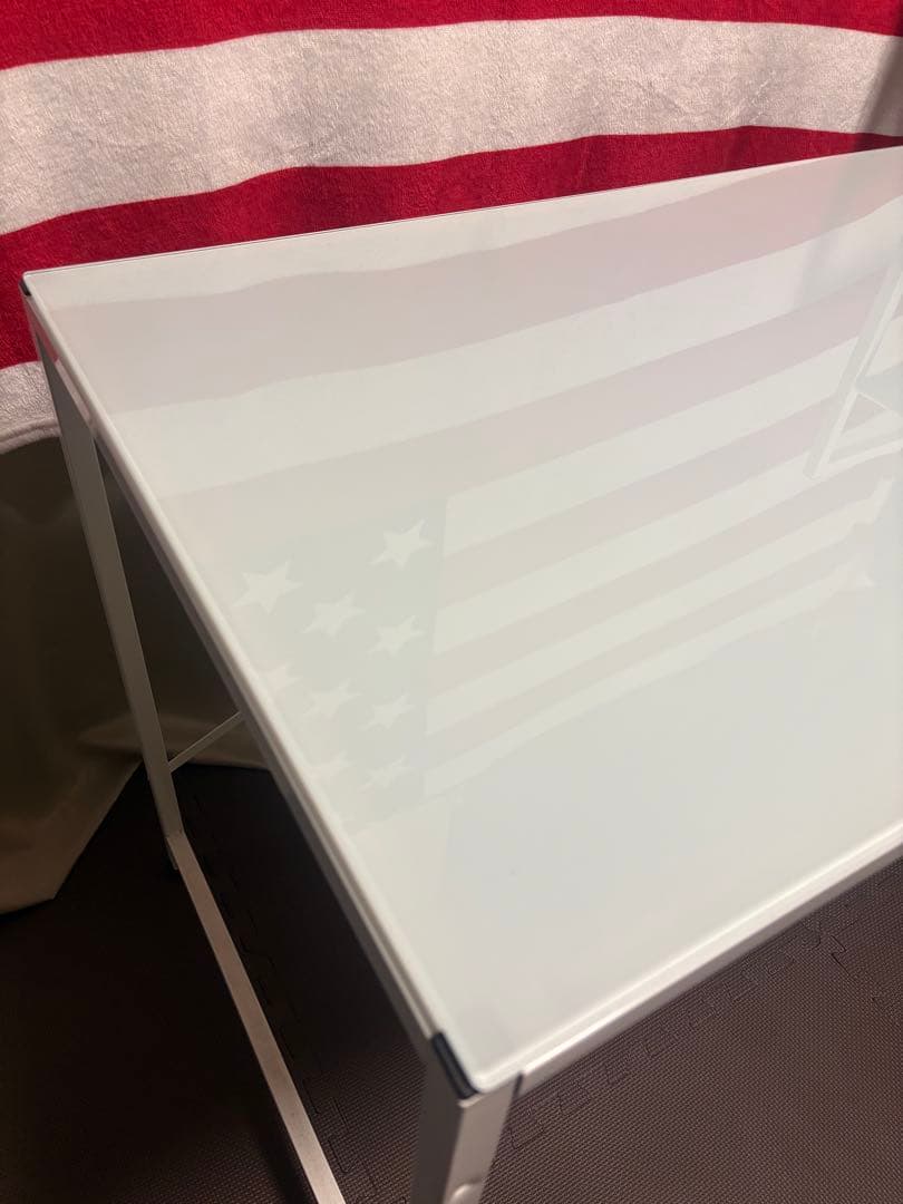 【Sierra 1200 GL】LOWYAガラス天板ラック付きデスク ホワイト