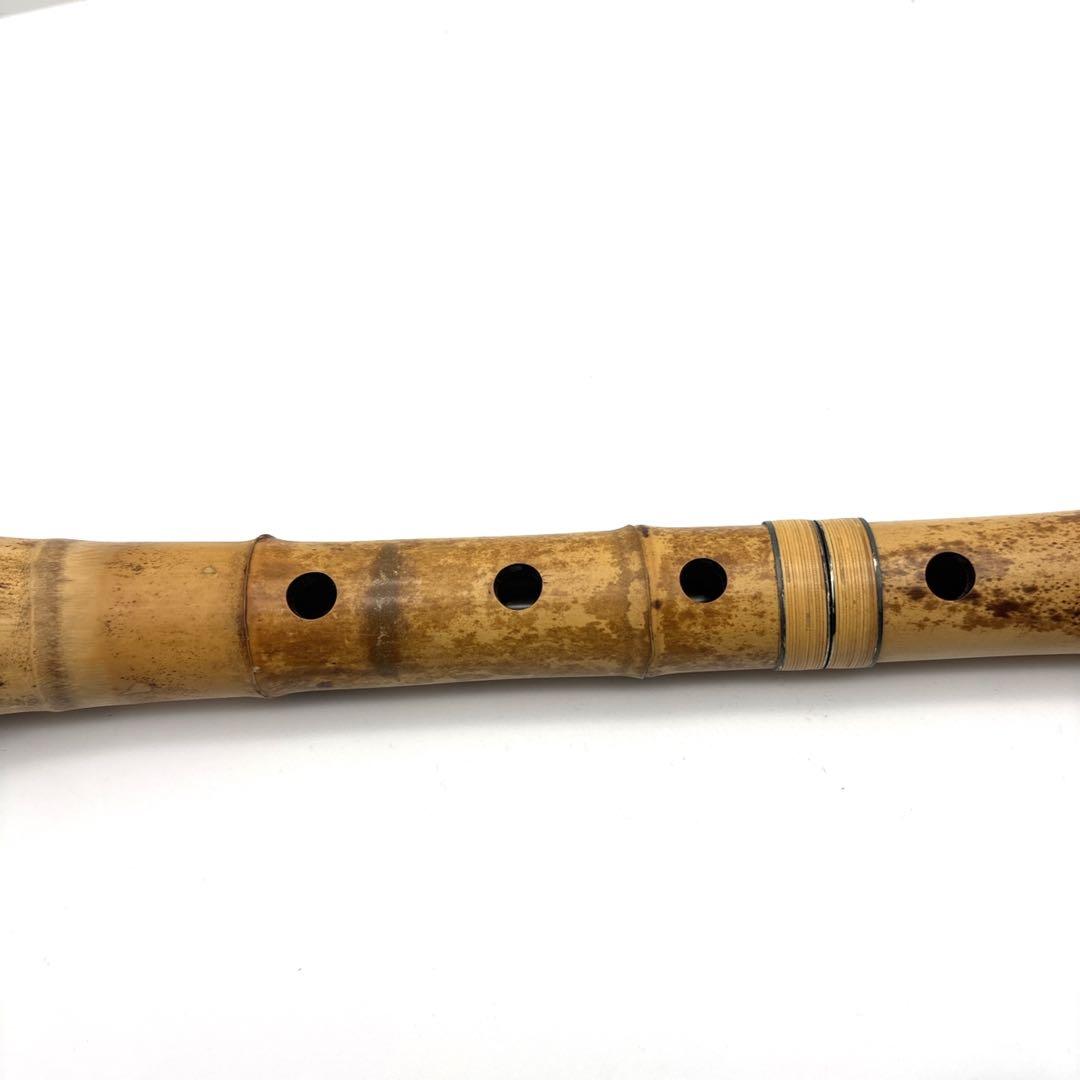 【美品】尺八　琴古流　バチ型　銘あり　竹治　1尺6寸　5孔　和楽器　唄口五号